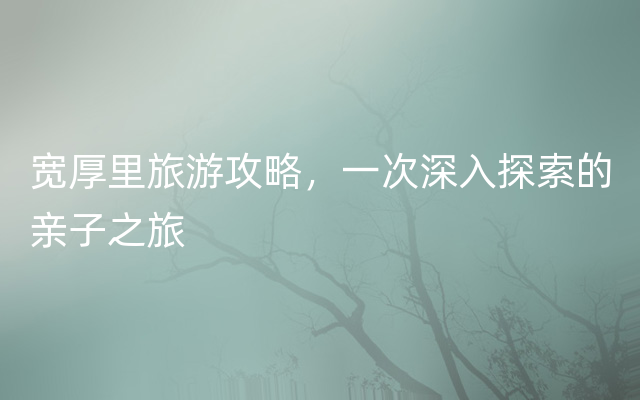 宽厚里旅游攻略，一次深入探索的亲子之旅