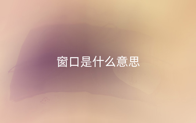 窗口是什么意思