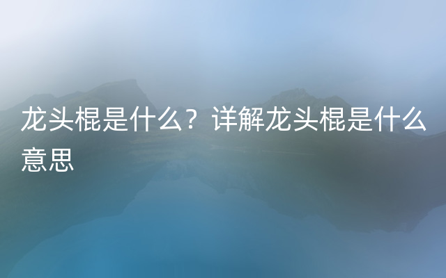 龙头棍是什么？详解龙头棍是什么意思