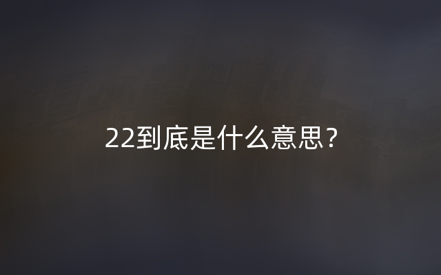 22到底是什么意思？
