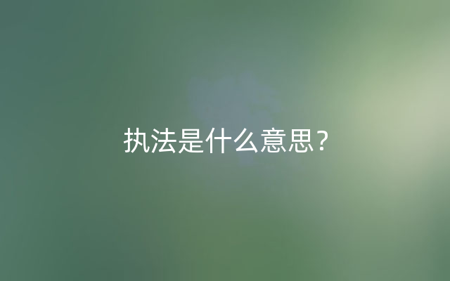 执法是什么意思？