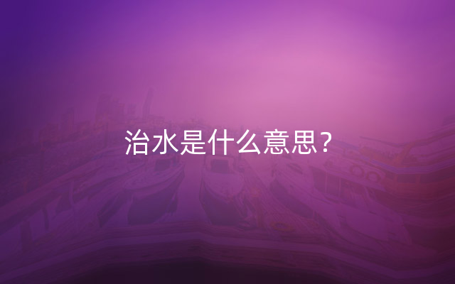 治水是什么意思？