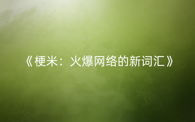 《梗米：火爆网络的新词汇》