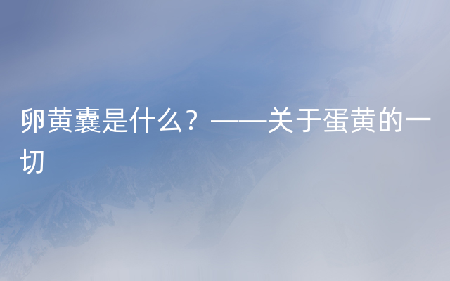 卵黄囊是什么？——关于蛋黄的一切