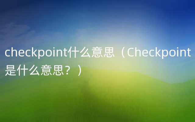 checkpoint什么意思（Checkpoint是什么意思？）