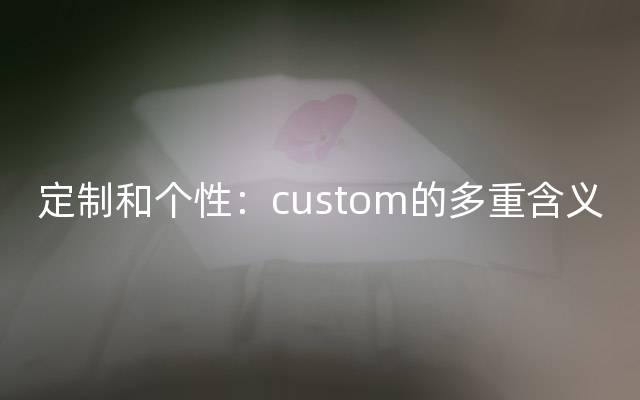 定制和个性：custom的多重含义