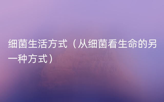 细菌生活方式（从细菌看生命的另一种方式）