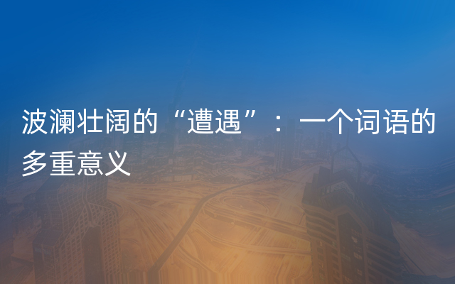 波澜壮阔的“遭遇”：一个词语的多重意义