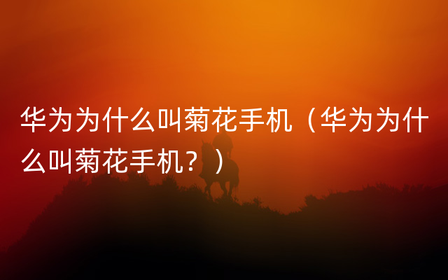 华为为什么叫菊花手机（华为为什么叫菊花手机？）